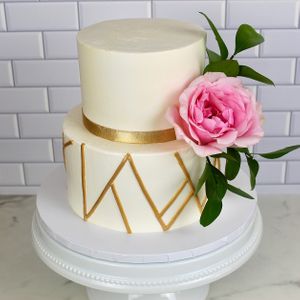 Gold geometric wedding cake  at Plant Baked by Sarah in Baltimore