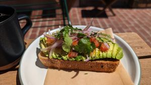 Avocado toast at Lost Sock Roasters in Washington