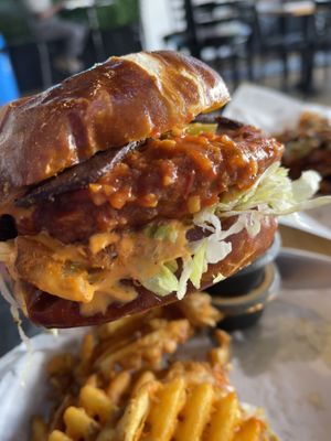 Spicy Soul Plane with bacon, xtra chipotle mayo, no tomatoes  #Veganuary at Twisted Plants in Milwaukee