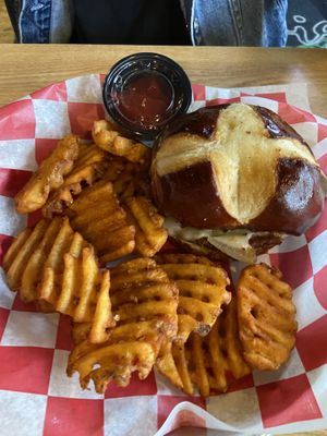 Superbad burger - jalapenos and pepper jack  at Twisted Plants in Milwaukee