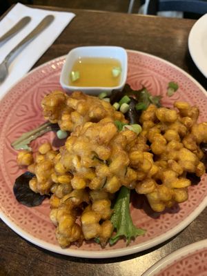 Sweetcorn fritters  at Plants of Roselyn in South East London