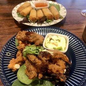 A Mushroom Shakes the World, with spring rolls in the background !  at Plants of Roselyn in South East London
