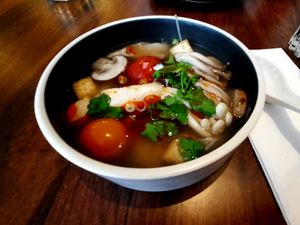 Tom yum soup at Plants of Roselyn in South East London