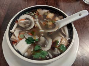 Tom yum soup at Plants of Roselyn in South East London