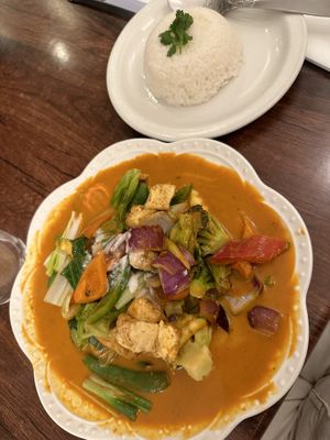 Peanut tofu satay   at Plants of Roselyn in South East London