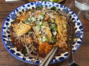 dan dan noodles  at Plants of Roselyn in South East London