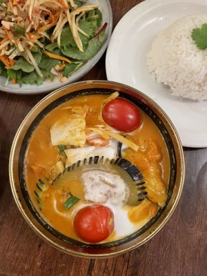 Cambodian red curry, amazing deep flavours   at Plants of Roselyn in South East London