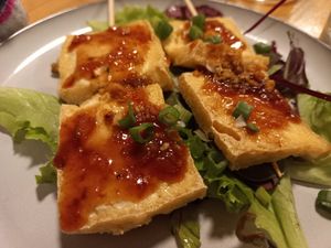 Tofu skewers at Plants of Roselyn in South East London