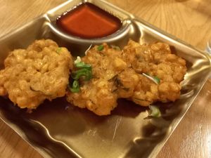 Sweetcorn fritters at Plants of Roselyn in South East London