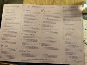 Two menus - a lunch and dinner   at Plants of Roselyn in South East London