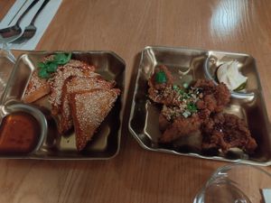Prawn Toast and Fried Oyster Mushrooms at Plants of Roselyn in South East London