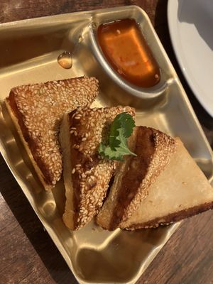 Praw’n toasts - lovely  at Plants of Roselyn in South East London