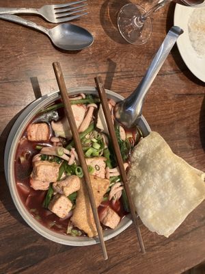 Noodle dish - I forget the name but it was in a beetroot’s juicee at Plants of Roselyn in South East London