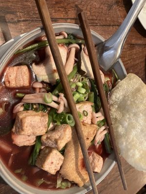 Close up of my noodle dish  at Plants of Roselyn in South East London