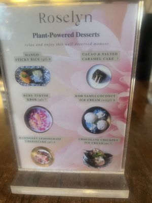 Desert menu but was too full!!   at Plants of Roselyn in South East London