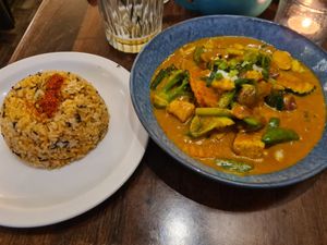 Peanut Satay with Seaweed rice at Plants of Roselyn in South East London