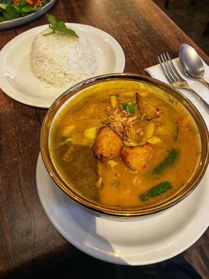 Banana curry  at Plants of Roselyn in South East London