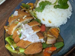 Katsu curry at Plants of Roselyn in South East London
