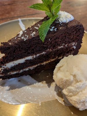 Caramel cake at Plants of Roselyn in South East London