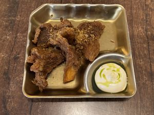 Deep-fried oyster mushrooms with garlic mayo  at Plants of Roselyn in South East London
