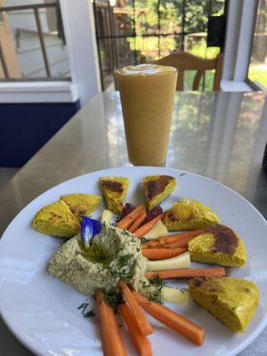 hummus and smoothiee  at Kahumana Organic Farm and Cafe in Waianae
