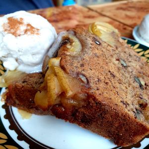 apple banana bread with ice cream at Rooted 루티드 in Seoul
