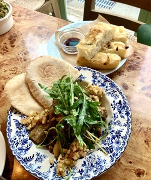 Roasted Eggplant with Barley Lentil Rice  at Rooted 루티드 in Seoul