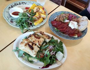 Focaccia Sandwich, Watermelon Salad and Corn Delight at Rooted 루티드 in Seoul