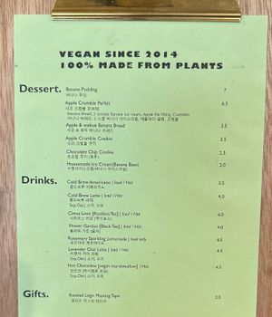 Dessert and drinks menu   at Rooted 루티드 in Seoul
