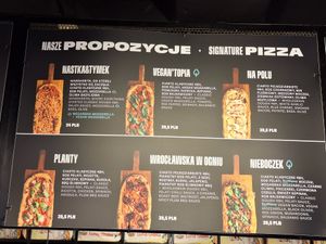 Menu at Pizzatopia in Poznan