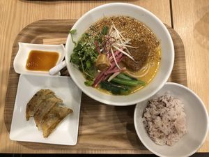 Golden sesame tantan set at T's Tantan - Tokyo JR Station in Tokyo