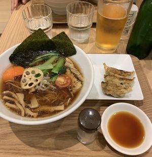 Ramen and gyoza at T's Tantan - Tokyo JR Station in Tokyo