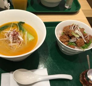 T's Ramen and bowl with soy meat at T's Tantan - Tokyo JR Station in Tokyo