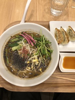 Black sesame tantan set  at T's Tantan - Tokyo JR Station in Tokyo