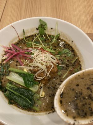 Black sesame tantan ramen! Delicious !  at T's Tantan - Tokyo JR Station in Tokyo