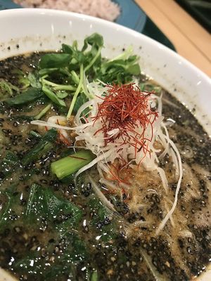 Black sesame tan-tan  at T's Tantan - Tokyo JR Station in Tokyo