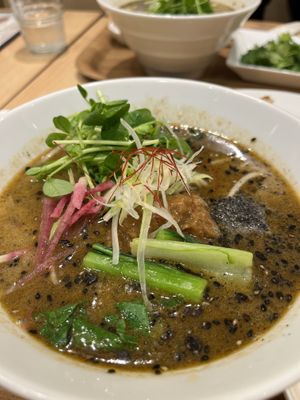 Black sesame ramen  at T's Tantan - Tokyo JR Station in Tokyo
