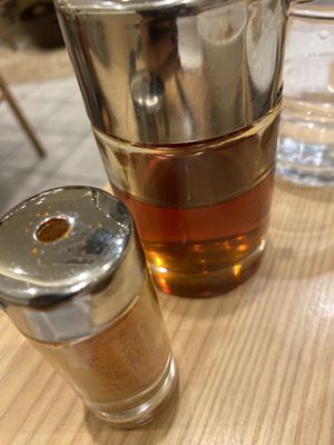 Chilli oil  at T's Tantan - Tokyo JR Station in Tokyo