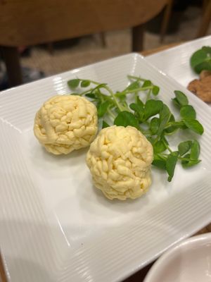 Vegan cheese ball  at T's Tantan - Tokyo JR Station in Tokyo