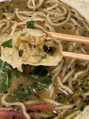 Gyoza closeup   at T's Tantan - Tokyo JR Station in Tokyo