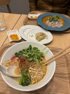 Ramend (gold) gyoza and curry  at T's Tantan - Tokyo JR Station in Tokyo