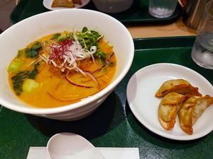White sesame ramen with dumpling set at T's Tantan - Tokyo JR Station in Tokyo