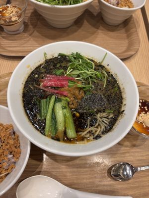 Black sesame ramen. Much more flavoursome than golden sesame   at T's Tantan - Tokyo JR Station in Tokyo
