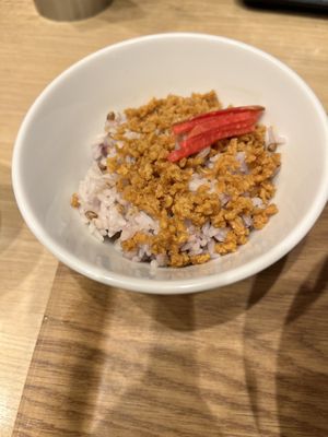 Soy meat and rice  at T's Tantan - Tokyo JR Station in Tokyo