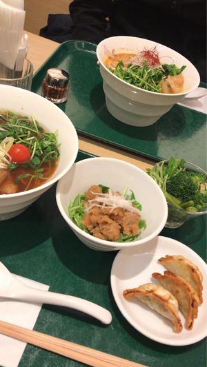 Ramen, soy meat and gyoza at T's Tantan - Tokyo JR Station in Tokyo