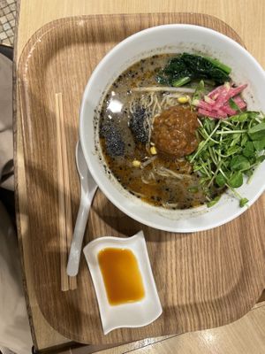 spicy black sesame ramen (my recommendation)  at T's Tantan - Tokyo JR Station in Tokyo