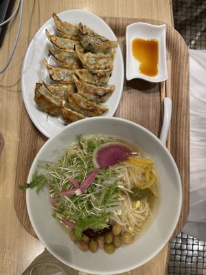 Gyoza (very nice) and yuzu ramen  at T's Tantan - Tokyo JR Station in Tokyo
