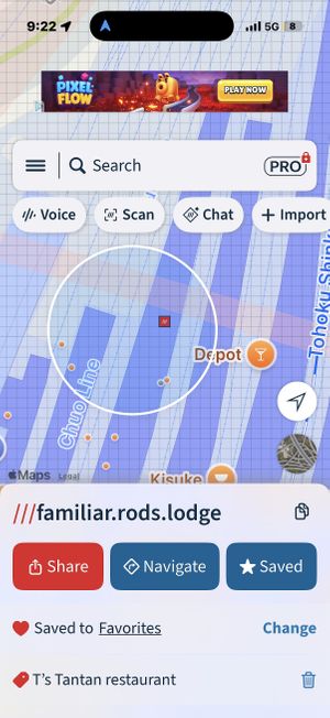 Use the app What Three Words to find it  at T's Tantan - Tokyo JR Station in Tokyo