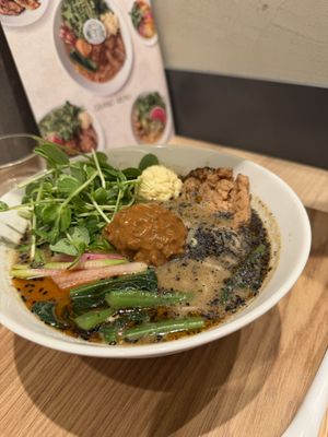 Black sesame ramen   at T's Tantan - Tokyo JR Station in Tokyo