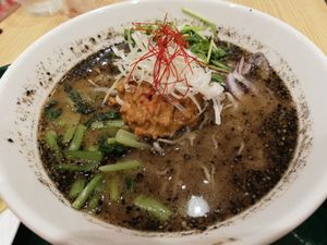 Black sesame ramen at T's Tantan - Tokyo JR Station in Tokyo